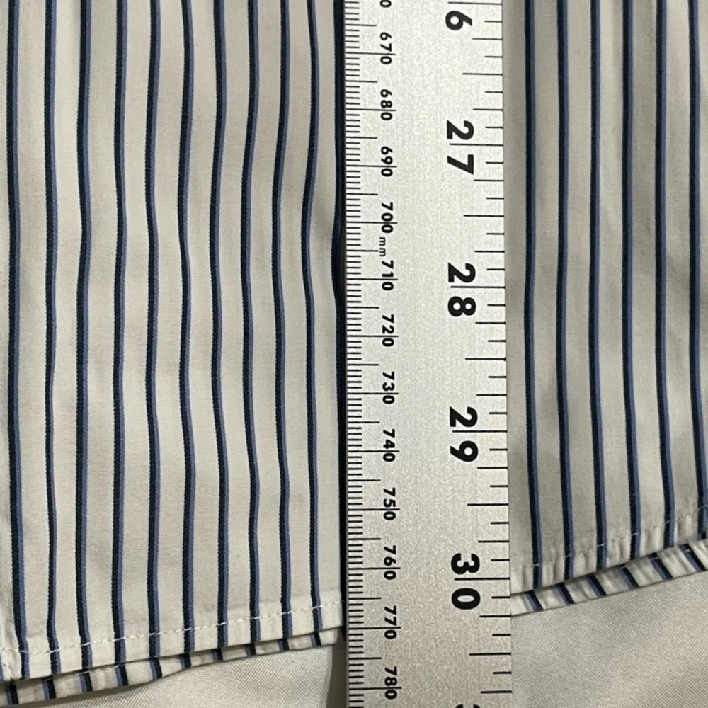 Polo Ralph Lauren Shirt Mens 17.5‎ Striped Blue/White Classic Fit Dress *READ*